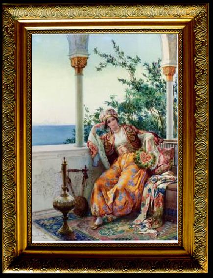 framed  unknow artist Arab or Arabic people and life. Orientalism oil paintings 569, Ta087
